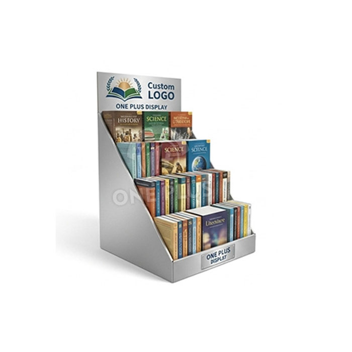 Espositore da banco PDQ personalizzato a 3 livelli in cartone per libri e cancelleria | Merchandiser al dettaglio durevole SKU-202605131520-LIT