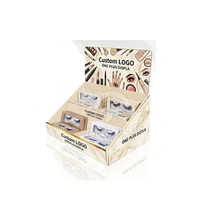 PDQ de Balcão de Papelão de 3 Níveis com Padrão de Mármore de Luxo para Cílios | Merchandiser de Varejo Premium SKU-202605121542-MARB