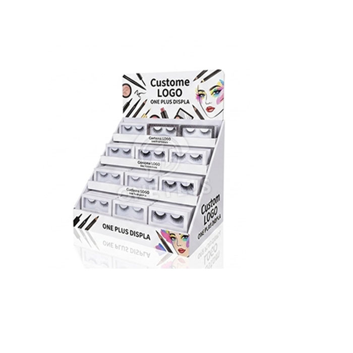 4-Tier Custom White Cardboard Countertop PDQ para Pestañas Postizas | Merchandiser de Belleza Minorista SKU-202605121502-EYE