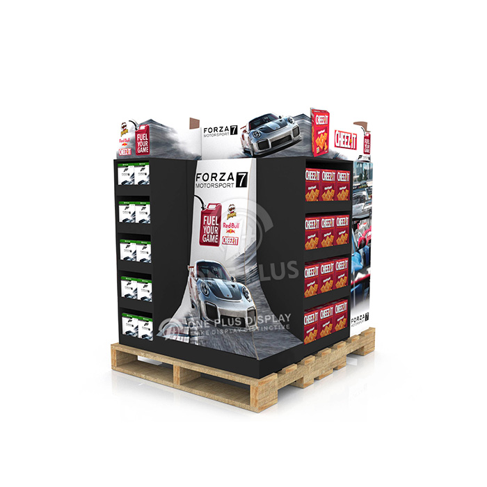 Suporte de Exibição de Palete Personalizado de Papelão Ondulado de 4 Vias para Lanches a Granel e Cross-Merchandising de Varejo | Fixação para Lojas de Clube de Alta Capacidade SKU-202606041442-PALL