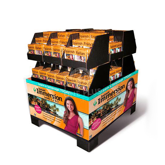 Display de Palete Personalizado de Papelão Ondulado de 4 Vias para Livros, CDs e Kits de Software | Merchandiser de Clube de Atacado Multicamadas SKU-202606051414-MEDIA