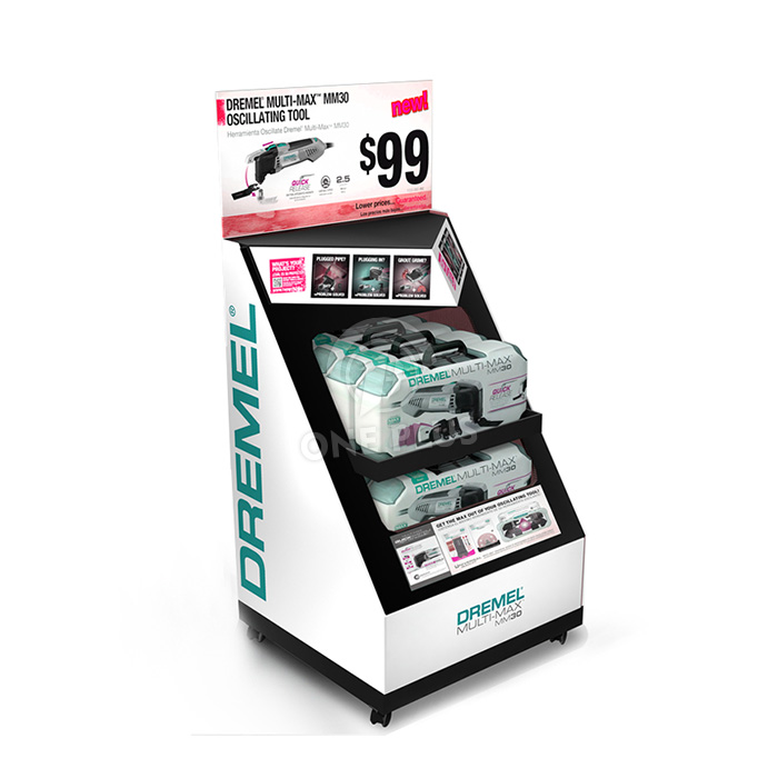 Display de Palete Personalizado de Papelão Reforçado para Aspiradores e Ferramentas Elétricas | Merchandiser de Chão Industrial Varejo SKU-202606051624-TOOL
