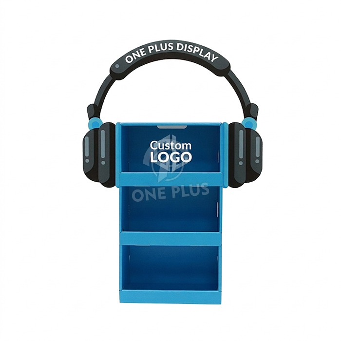 Custom Branded Cardboard Countertop Display for Headphones | 3-Tier Electronics Retail Merchandiser SKU-202606111536-AUD
