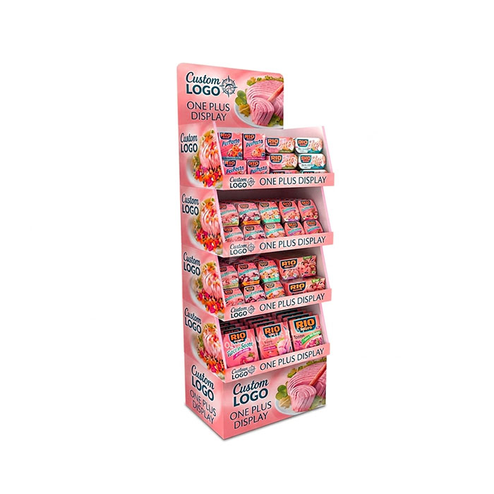 Custom Tiered Cardboard Display Stand for Snacks | High-Impact Floor Standing Food Merchandiser SKU-202606131349-SNACK