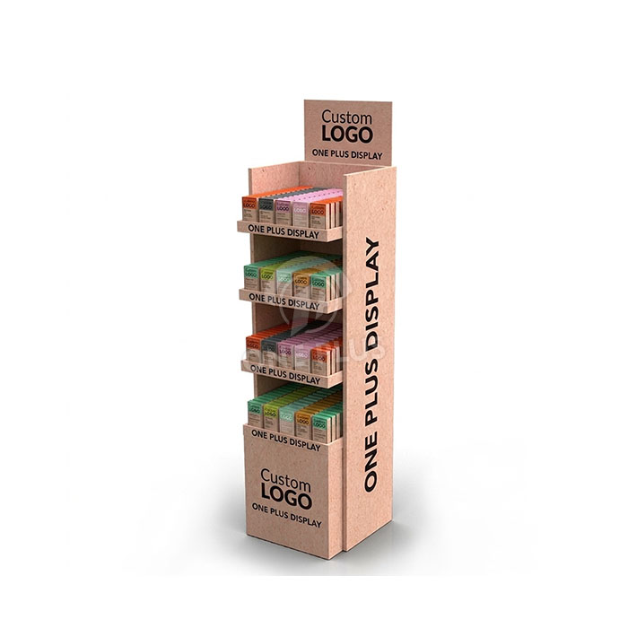Eco-vriendelijke Kraft Kartonnen Displaystandaard voor Boeken | Slanke 4-Laags Vloerstaande Literatuur Merchandiser SKU-202606151639-BOOK