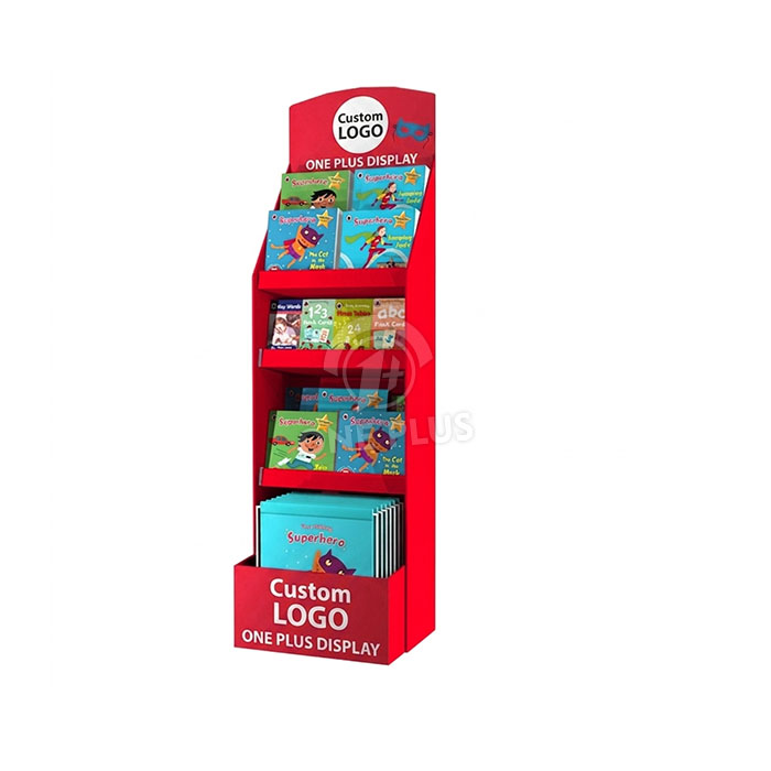 Soporte de exhibición de cartón escalonado personalizado para libros | Merchandiser minorista de alto impacto de pie en el suelo SKU-202606161442-BOOK