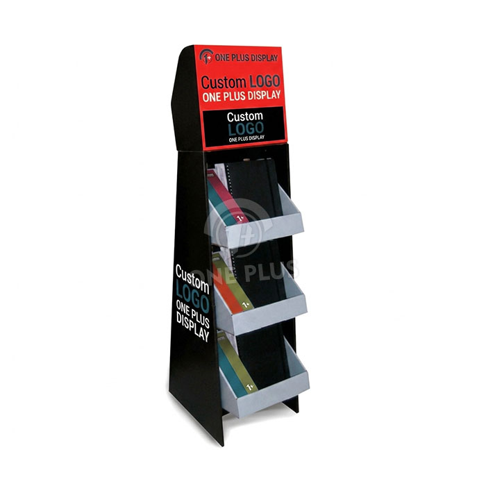 Custom Cardboard Display Stand for Documents & Stationery | 3-Tier Retail Merchandiser SKU-202606221540-DOC