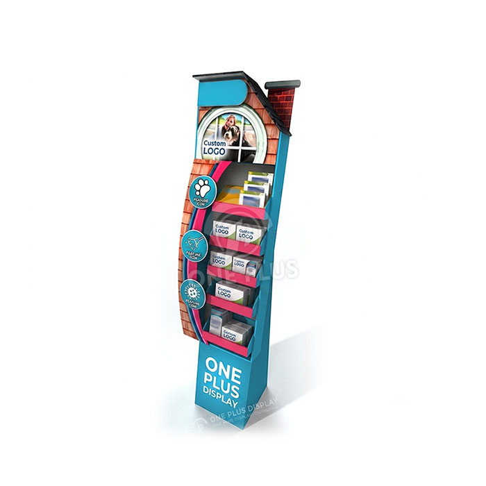 Custom Cardboard Display Stand for Pet Products | 4-Tier Thematic Retail Merchandiser SKU-202606241347-PET