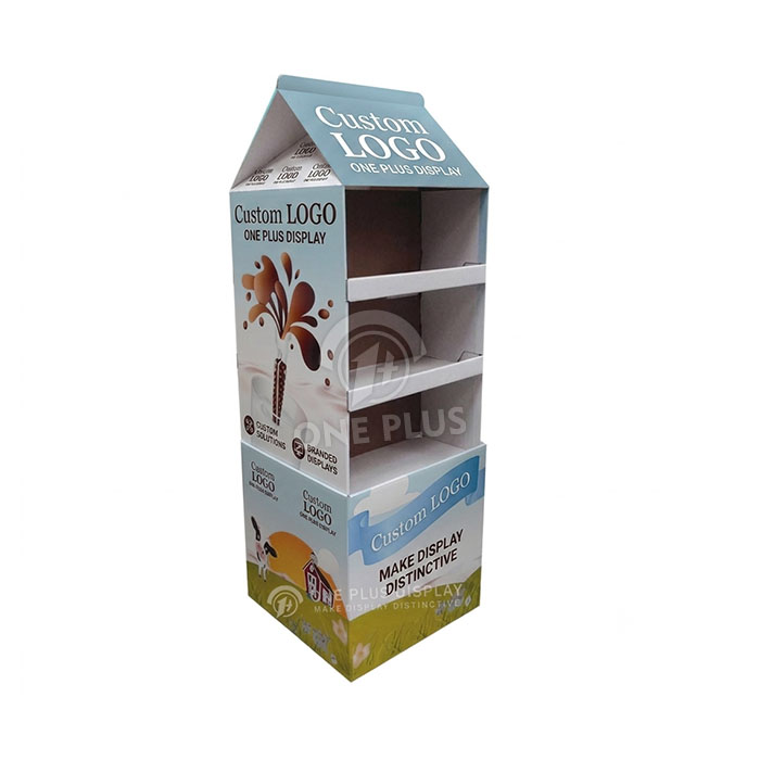 Custom Cardboard Display Stand for Milk & Dairy | 3-Tier Thematic Retail Merchandiser SKU-202606241515-MILK