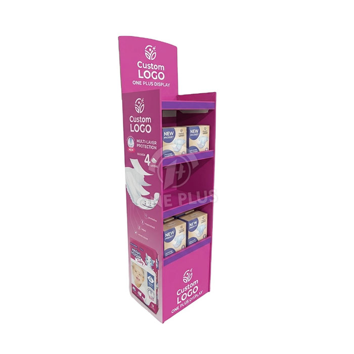 Individueller Pappaufsteller für Windeln & Hygieneprodukte | 3-stufiger Einzelhandels-Merchandiser SKU-202606241606-DIAPER