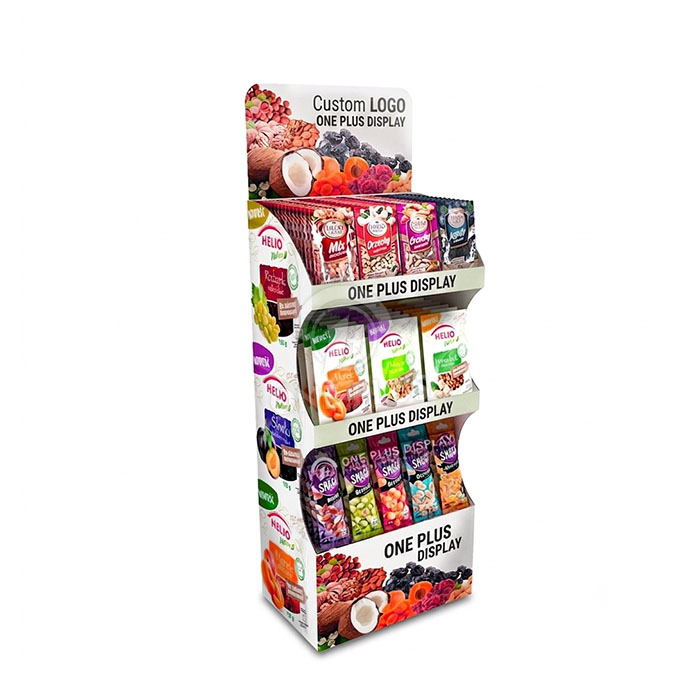Custom Cardboard Display Stand for Snacks | 3-Tier Retail Merchandiser SKU-202606291348-SNACK