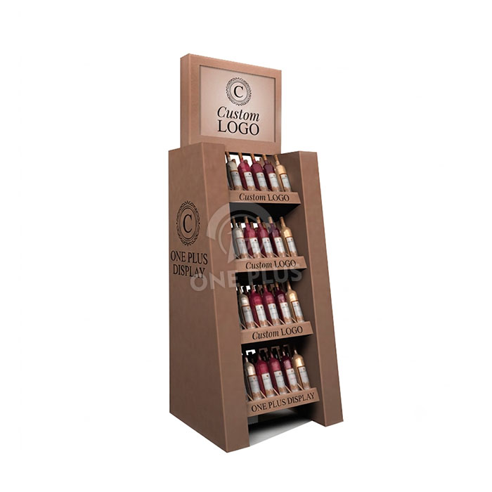 Custom Cardboard Display Stand for Red Wine | 4-Tier Slanted Retail Merchandiser SKU-202606291612-WINE