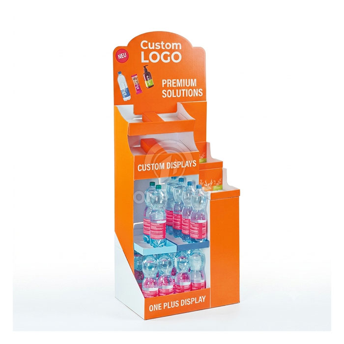 Custom Cardboard Display Stand for Bottled Water | Multi-Tier Retail Merchandiser SKU-202606291706-WATER