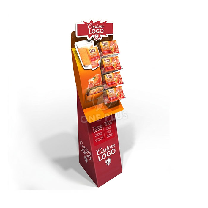 零食定制纸板展示架 | 4层倾斜零售促销架 SKU-202606301524-SNACK