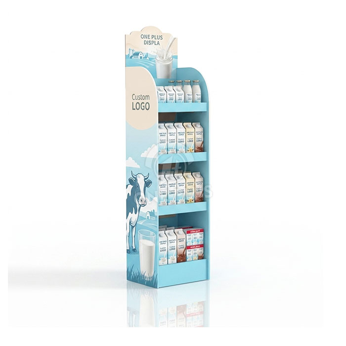 Custom Cardboard Display Stand for Milk & Dairy | Retail Beverage Merchandiser SKU-202607131333-MILK