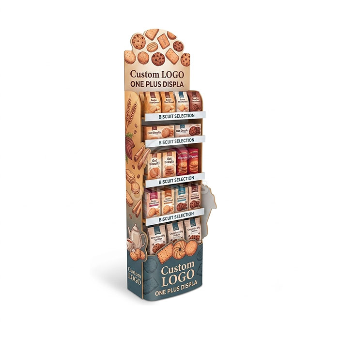Custom Cardboard Display Stand for Biscuits | Retail Biscuit Merchandiser SKU-202607131610-BISCUIT