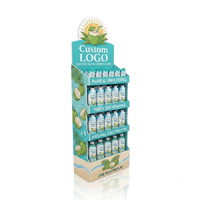 Custom Cardboard Display Stand for Coconut Water | Retail Beverage Merchandiser SKU-202607210614598-COCONUTWATER