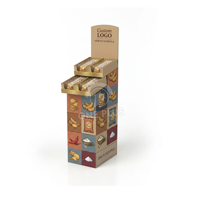 Supporto espositivo personalizzato in cartone per patatine | Merchandiser per snack al dettaglio SKU-202607270806632-PATATINE