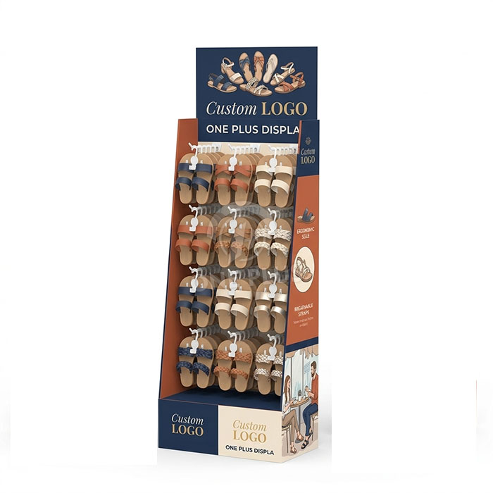 Custom Cardboard Display Stand for Slippers | Retail Footwear Merchandiser SKU-202607310913312-SLIPPERS-HOOK