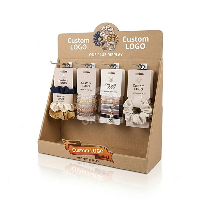 Custom Cardboard Display Stand for Hair Scrunchies | Retail Hair Accessory Merchandiser SKU-202608060628525-HAIR-SCRUNCHIE-DISPLAY