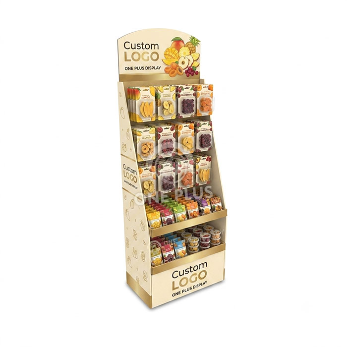 Custom Cardboard Display Stand for Dried Fruit | Retail Snack Merchandiser SKU-202608080621465-DRIED-FRUIT-DISPLAY