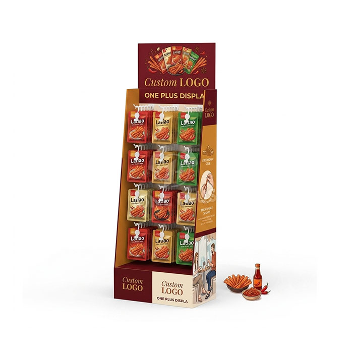 Custom Cardboard Display Stand for Latiao | Retail Spicy Snack Merchandiser SKU-202608080703442-LATIAO-DISPLAY