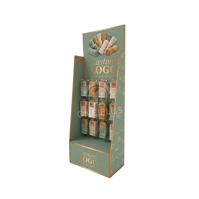 Custom Cardboard Display Stand for Towels | Retail Bath Textile Merchandiser SKU-202608100810324-TOWEL-DISPLAY