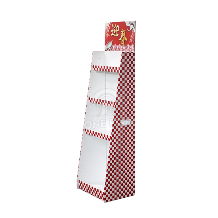 Custom Cardboard Display 4-Tier Holiday Floor Display with Handles