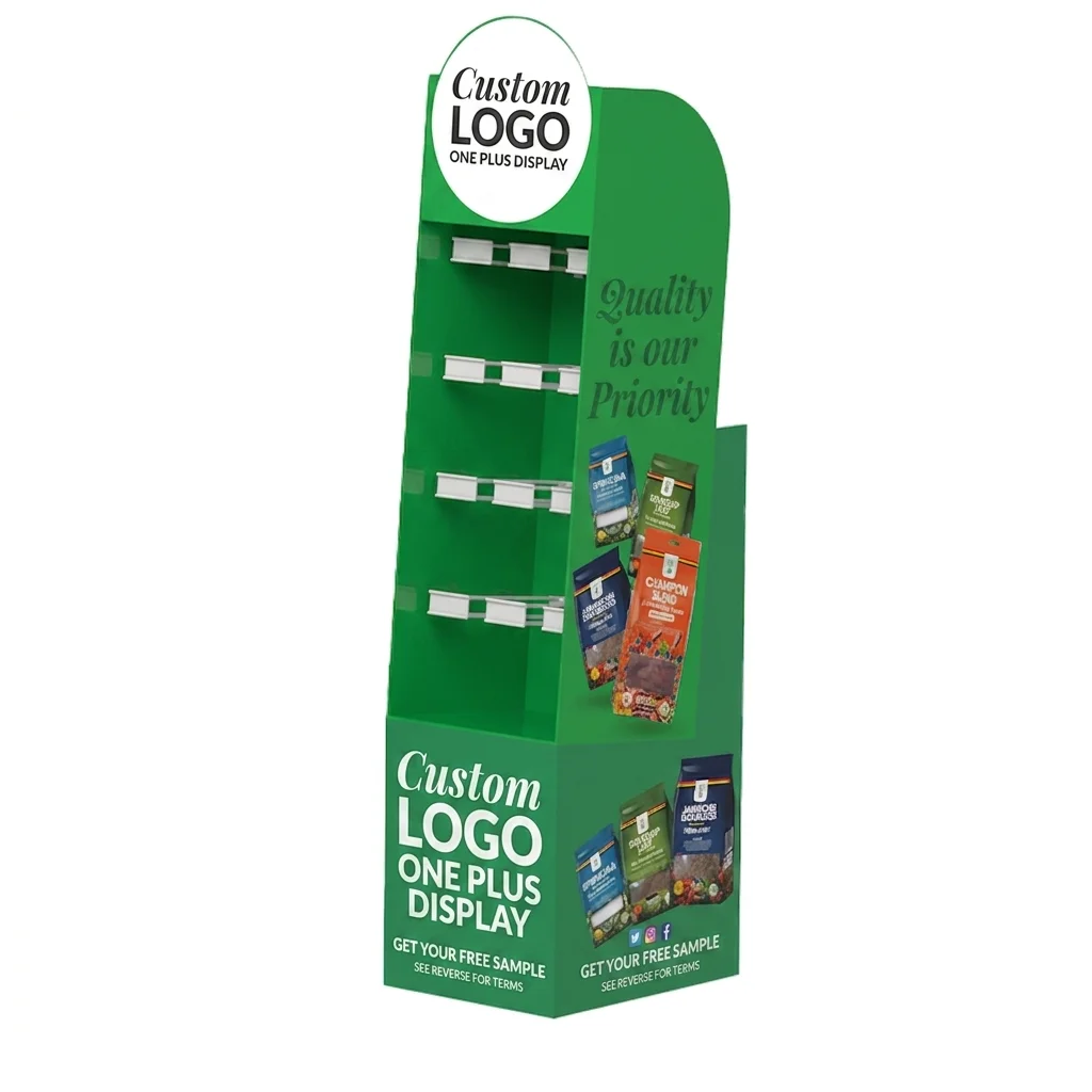 Slanted Cardboard Floor Display with 3x4 Pegboard Hook Display