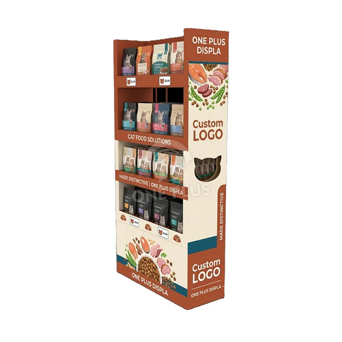 Custom Cardboard Display Stand for Cat Food Retail Pet Food Merchandiser