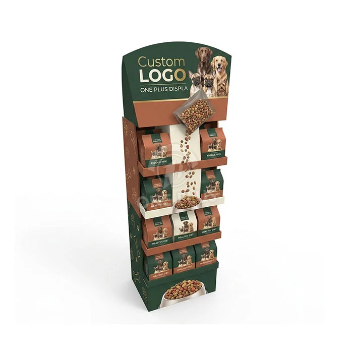 Custom Cardboard Display Stand for Dog Food Pet Food Retail Merchandiser
