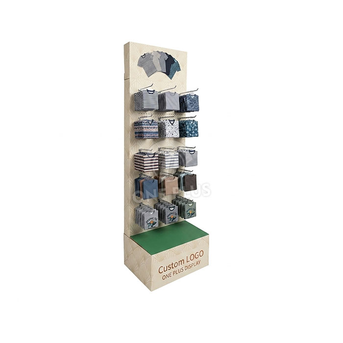 Custom Cardboard Display Stand for Short Sleeve T-Shirts | Retail Apparel Floor Merchandiser SKU-202608200809814-TSHIRT-DISPLAY