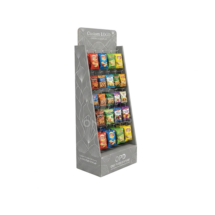 Custom Cardboard Display Stand for Snacks | Retail Chip Floor Merchandiser SKU-202608200904111-SNACK-DISPLAY