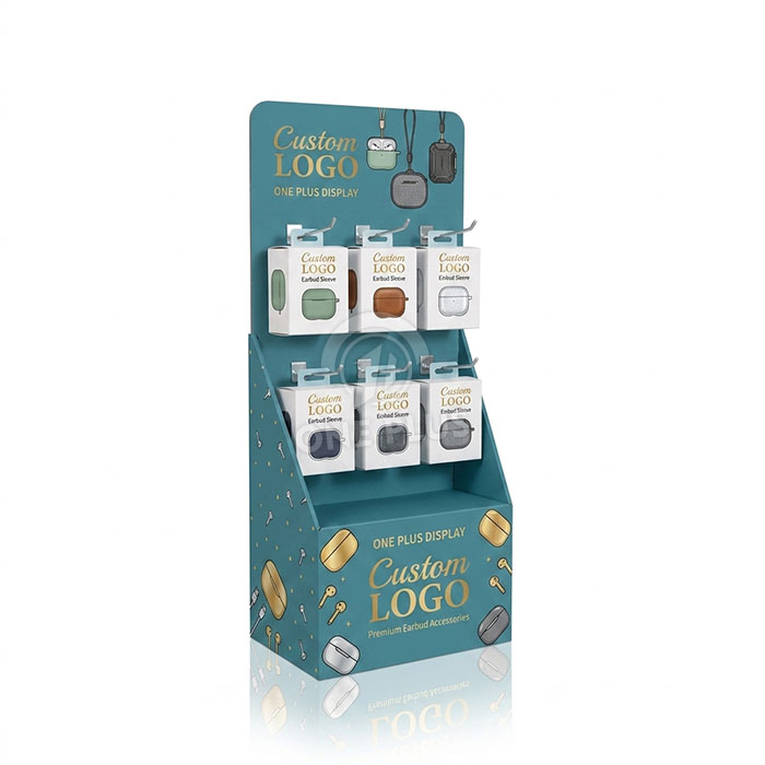 Custom Cardboard Display Stand for Earbud Accessories | Retail Tech Accessory Merchandiser SKU-202608200802936-EARBUD-DISPLAY