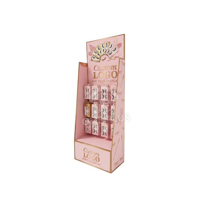 Custom Cardboard Display Stand for False Eyelashes | Retail Floor Merchandiser SKU-202608260552361-EYELASH-FLOOR-DISPLAY