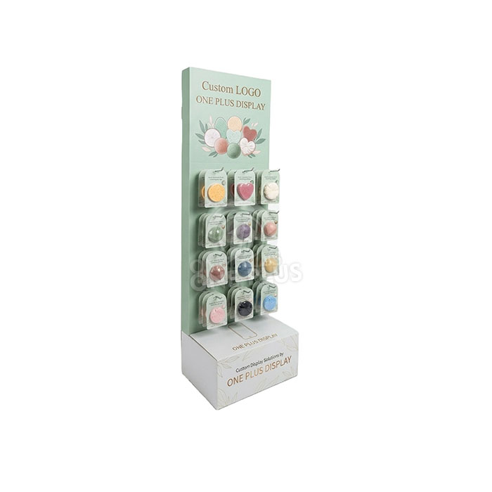 Custom Cardboard Display Stand for Face Sponges | Retail Floor Merchandiser SKU-202608270625340-FACE-SPONGE-DISPLAY