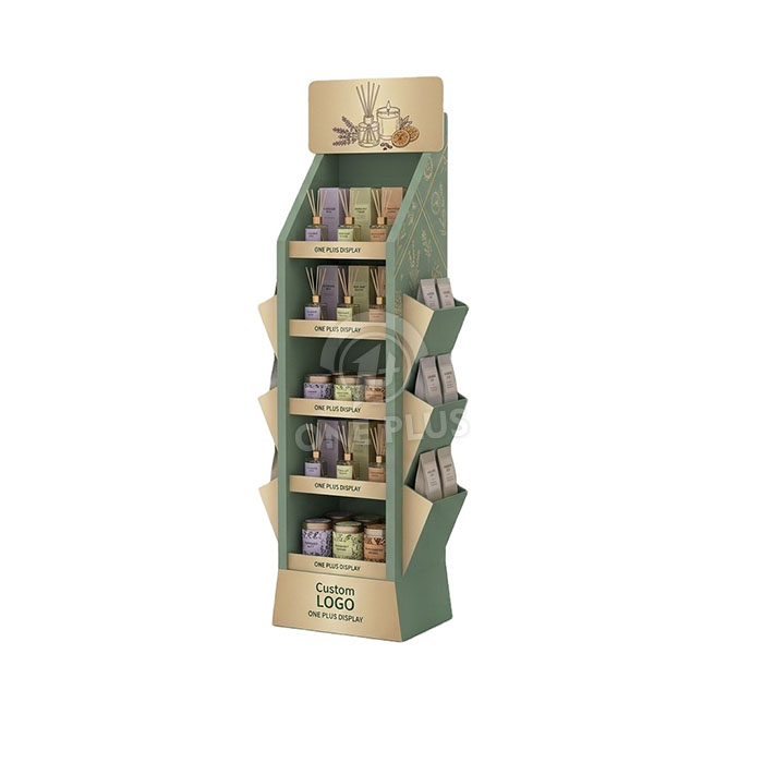 Espositore personalizzato in cartone per aromaterapia e diffusori | Merchandiser da terra per vendita al dettaglio SKU-202608280841961