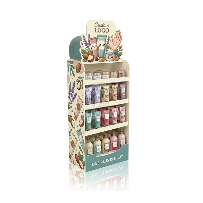 Custom Cardboard Display Stand for Hand Cream & Skincare | Retail Floor Merchandiser SKU-202608310902465