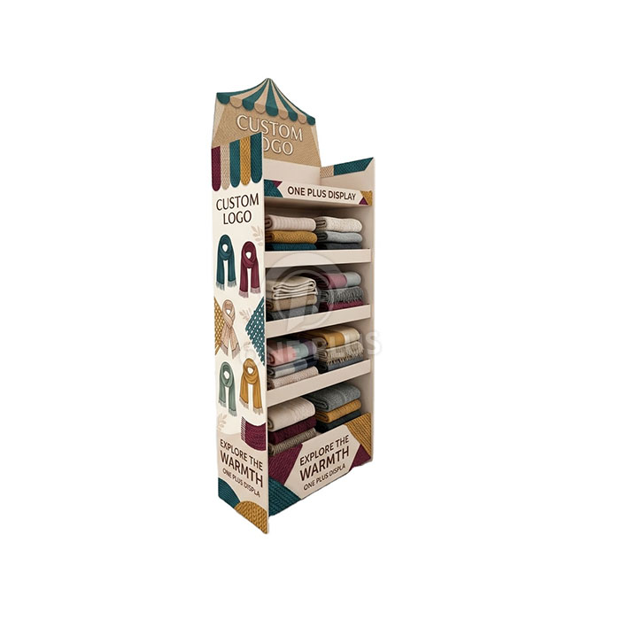 Custom Cardboard Display Stand for Towels & Textiles | Retail Floor Merchandiser SKU-202609020551180
