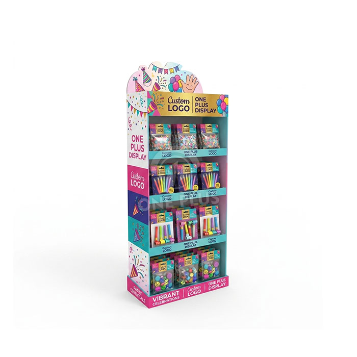 Custom Cardboard Display Stand for Party Supplies & Favors | Retail Floor Merchandiser SKU-202609020805396
