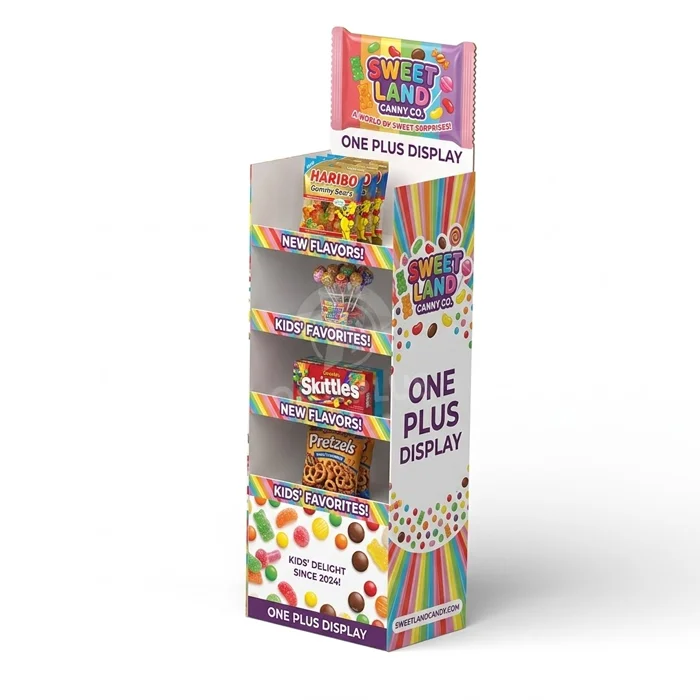 Pop-Up Cardboard Floor Display Rack for Candy Snacks