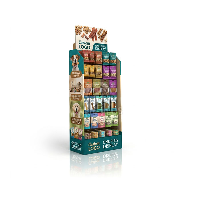 Custom Cardboard Display Stand for Dog Treats & Pet Snacks | Retail Floor Merchandiser SKU-202609030556452