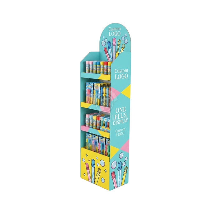 Custom Cardboard Display Stand for Bubble Wands & Outdoor Toys | Retail Floor Merchandiser SKU-202609040604475