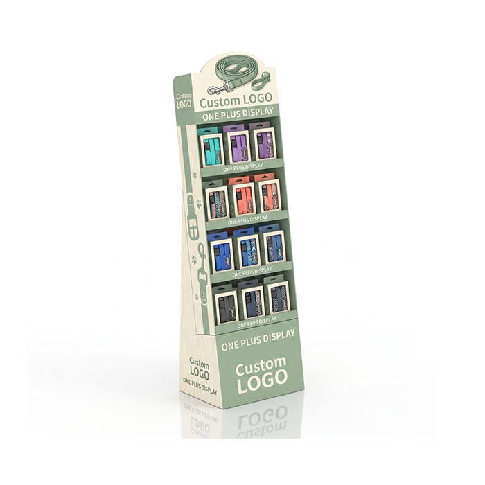Custom Cardboard Display Stand for Pet Leashes & Collars | Retail Floor Merchandiser SKU-202609040714289
