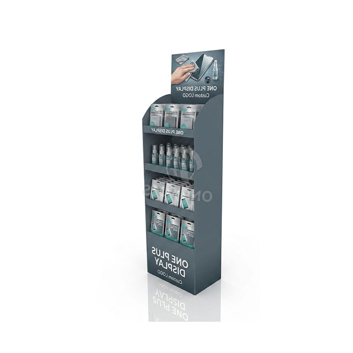 Custom Cardboard Display Stand for Phone Cleaning Products & Tech Accessories | Retail Floor Merchandiser SKU-202609040717372