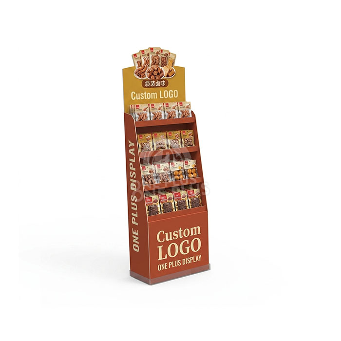 Custom Cardboard Display Stand for Packaged Braised Snacks & Gourmet Foods | Retail Floor Merchandiser SKU-202609062330419