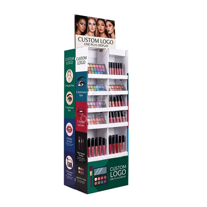 Double-Sided 5-Tier Custom Cardboard Floor Display for Eyeshadows & Lipsticks
