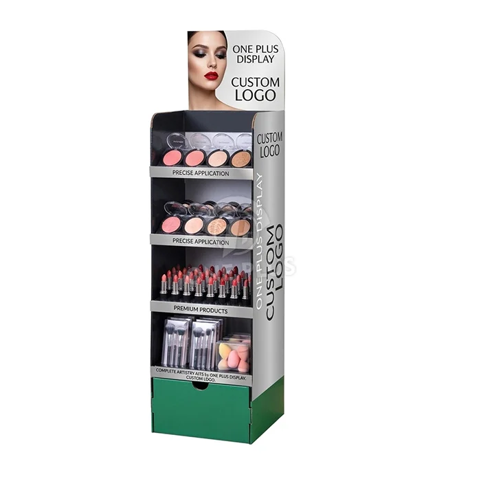 4-Tier Custom Cardboard Floor Display for Cosmetics & Makeup