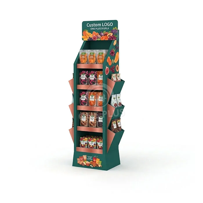 Multi-Tier Cardboard Display Stand for Snacks Retail Merchandiser