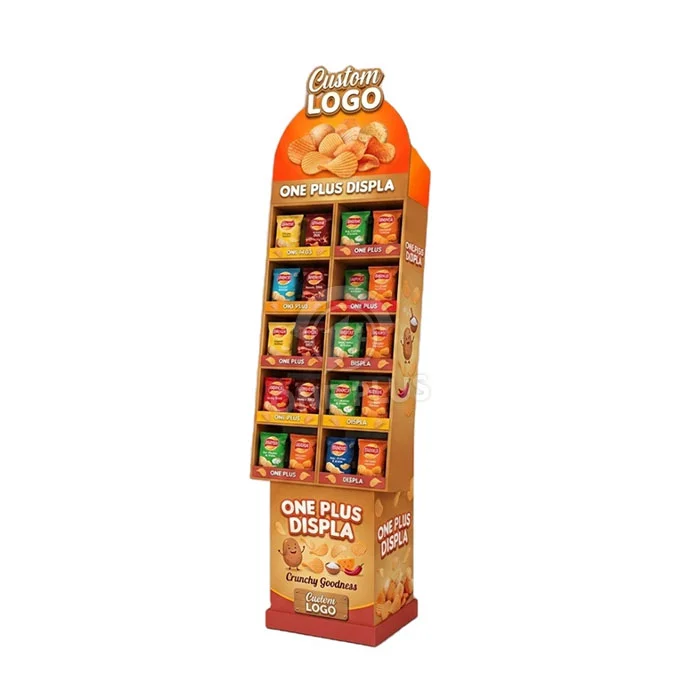 Dual-Column Cardboard Display Stand for Snacks Retail Merchandiser